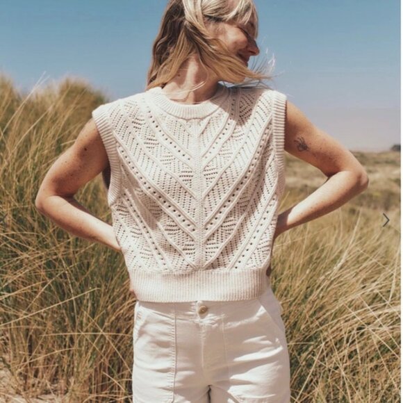 Marine Layer Sweaters - Marine Layer Brooke Sweater in Oatmeal Cream Sleeveless Size Medium